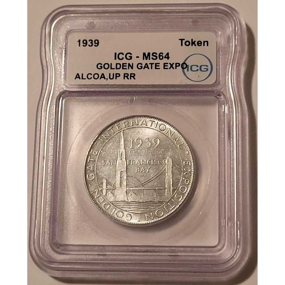 1939 Golden Gate International Expo Token Alcoa Union Pacific Railroad MS64 ICG